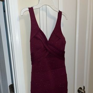 Windsor floor length sparkly magenta/red prom dress